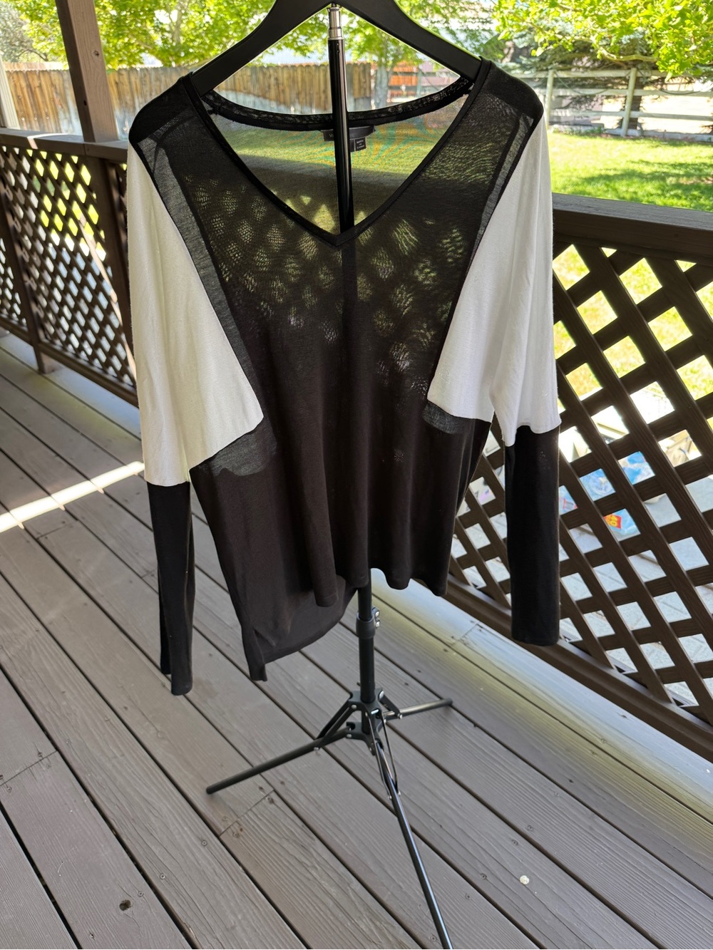 Vince Lightweight Dolman Sleeve Black White Small